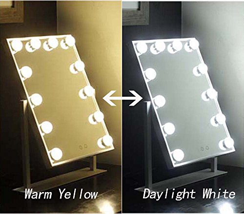 Geek-House Lighted Vanity Mirror Hollywood Style Makeup Tabletops, Large Cosmetic Mirror with 12 x 3W Super Bright Dimmable Touch Control LED Bulbs, White