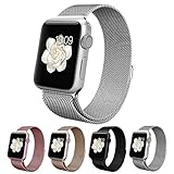 Vitech Fully Magnetic Closure Clasp Mesh Loop Milanese Stainless Steel Bracelet Replacement Band Strap for Apple Iwatch Watch series 1 and series 2 sport & edition (Milanese-Silver-38MM)