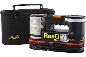 AIRMAN ResQ Pro+ Tire Repair Kit – 12V Compressor with LED Light & Eco Sealant – Portable Emergency Flat Tire Inflator for Cars, SUVs & Minivans – Includes Bag & Adaptors