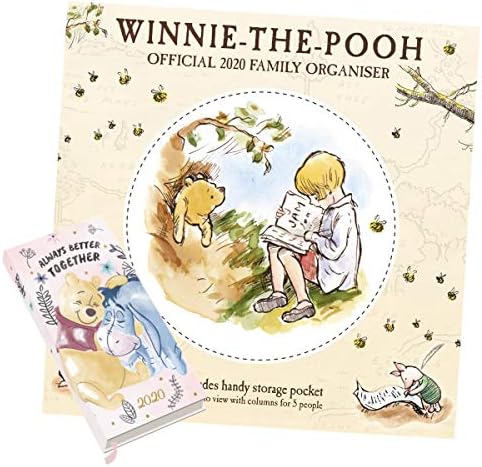 Winnie The Pooh (Classic) - Family Organiser Calendar 2020 and Winnie The Pooh Slim Diary with Organisational Stickers Gift Set
