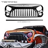 Topfire Upgraded Front Grill for Jeep Wrangler Rubicon Sahara Sport JK/JKU 2007-2018 (Matte Black, with Logo)