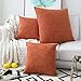 Kevin Textile 2 Packs Fall Large Pillow Covers Decorative Hand Made Faux Linen Throw Pillow Cover Cushion Case for Floor with Invisible Hidden, 26-inches, Orange
