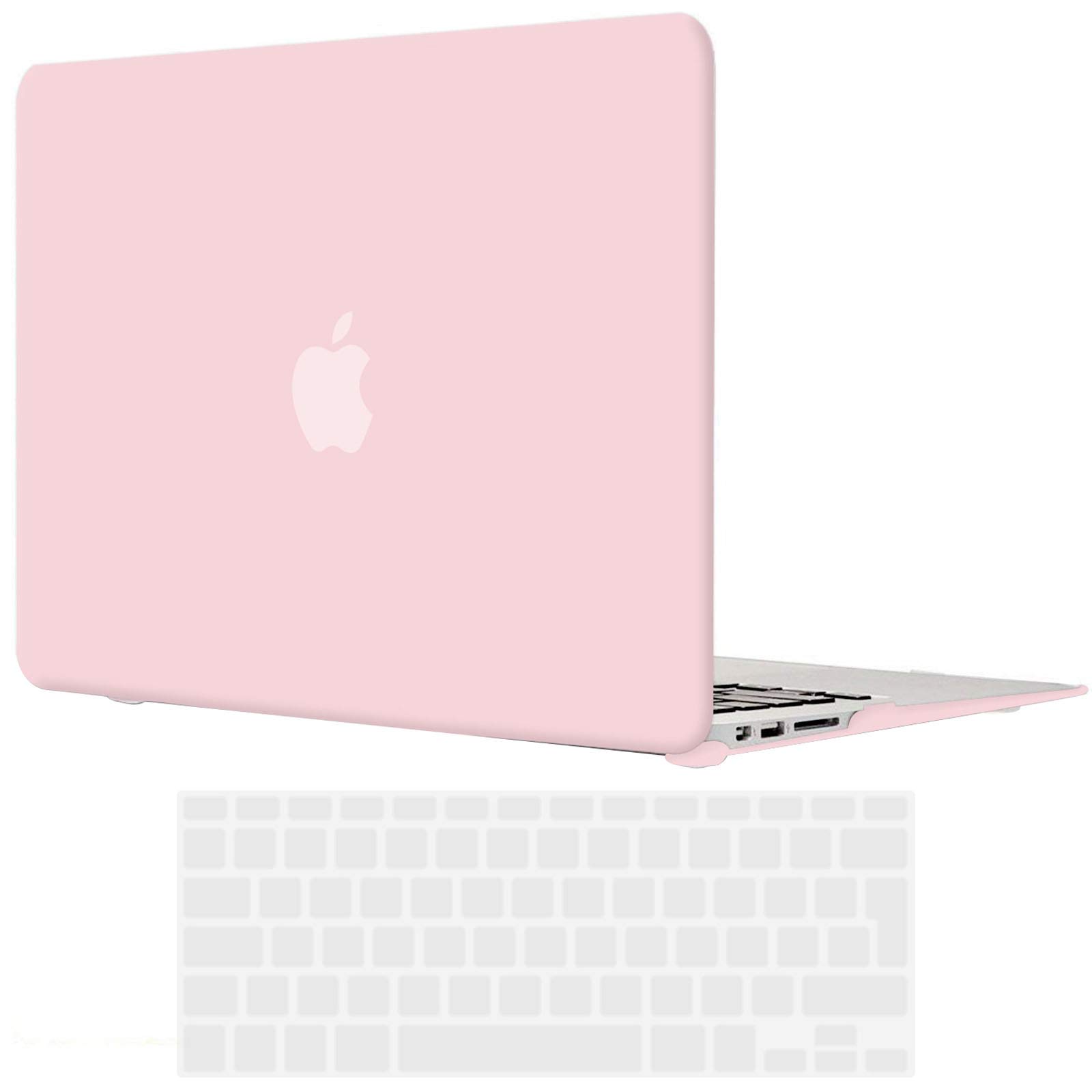 TECOOL Case compatible with old MacBook Air 13 inch 2010-2017 (A1466 A1369), Plastic Snap On Hard Shell Cover & UK EU Keyboard Protector, Pink (Matte)