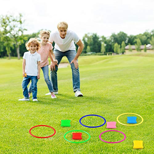 FEPITO Bean Bags Games Supplies for Outdoor Team Games Sports Days Ring Toss Game Favors (2 in 1 (20pcs)) - Thumbnail 4