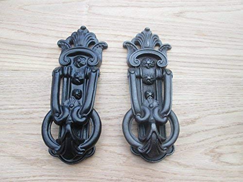 IRONMONGERY WORLD® CAST Iron Vintage Style Victorian Ornate Decorative Door Knocker (Black)