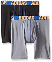 adidas Boys Sport Performance Climalite Midway Underwear (2 Pack), Black/Blue/Grey/Blue, X-Large