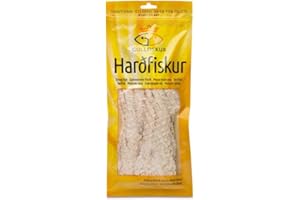 GENERIC HARÐFISKUR The original, Dried fish (Harðfiskur) is tasty and delicious. Produced from fresh haddock fillets caught in the waters around Iceland. Net weight: 100g