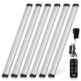 LED Under Cabinet Lighting with Remote Control - Albrillo Dimmable Under Counter Lights for Kitchen Shelf Cupboard, Closet Light Strip Natural White 4000K, 6 Pack