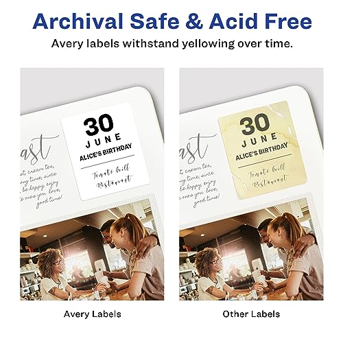 Avery ID Labels, Sure Feed Technology, Permanent Adhesive, 1.25" x 1.75