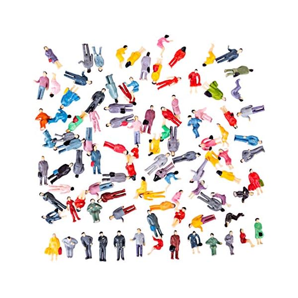 PARIO 100St. Minifiguren Eisenbahnzubehör Menschen Modellbau Figuren Spur für Modelleisenbahn und Fotogafieren, H0 1:87
