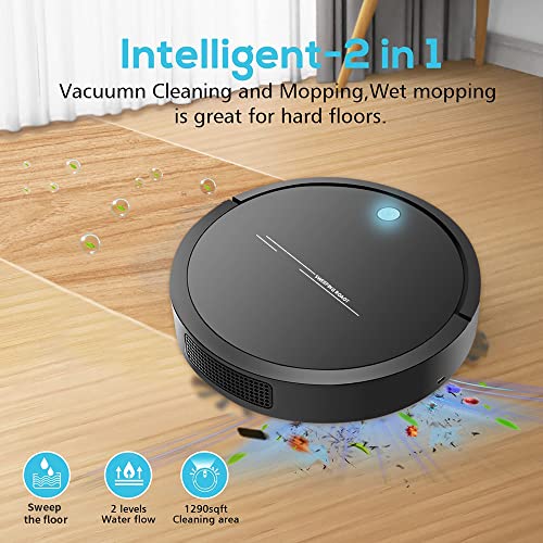 Sweeping Robot,Robot Vacuum Cleaner,Integral Memory Multiple Cleaning Modes Vacuum Best for Pet Hairs,Cleans Hard Floors to Medium-Pile Carpets 2