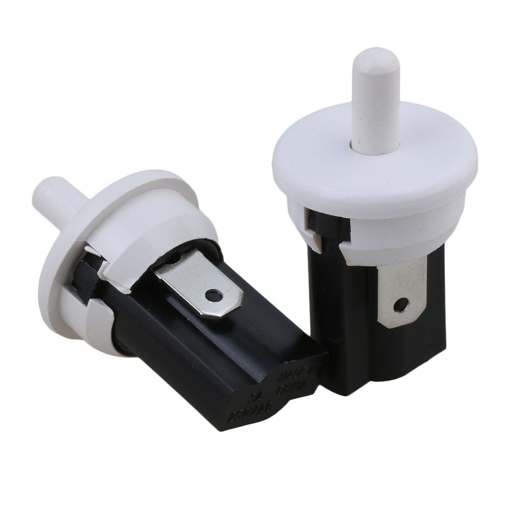 Homswitch White Plastic&Metal 2 Pin 250V Refrigerator Door Light Control Switch Pack of 2