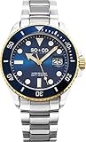 SO&CO New York Men's 5025.2 Yacht Club Quartz Blue Dial Date Luminous Accent Stainless Steel Link Bracelet Watch