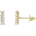 PAVOI 14K Gold Plated 925 Sterling Silver CZ Simulated Diamond Earrings | Dainty Geometric Shape Mini Bar Stud Earrings for Women