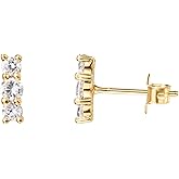 PAVOI 14K Gold Plated 925 Sterling Silver CZ Simulated Diamond Earrings | Dainty Geometric Shape Mini Bar Stud Earrings for Women
