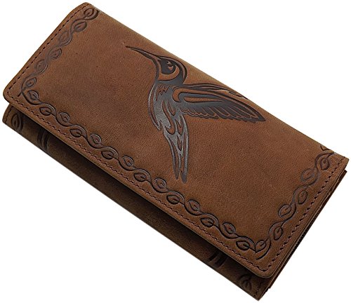myledershop Large Buffalo Full Leather Women´s Purse with Hummingbird-Motif with RFID & NFC Blocking in Cognac (Cognac) — image 1