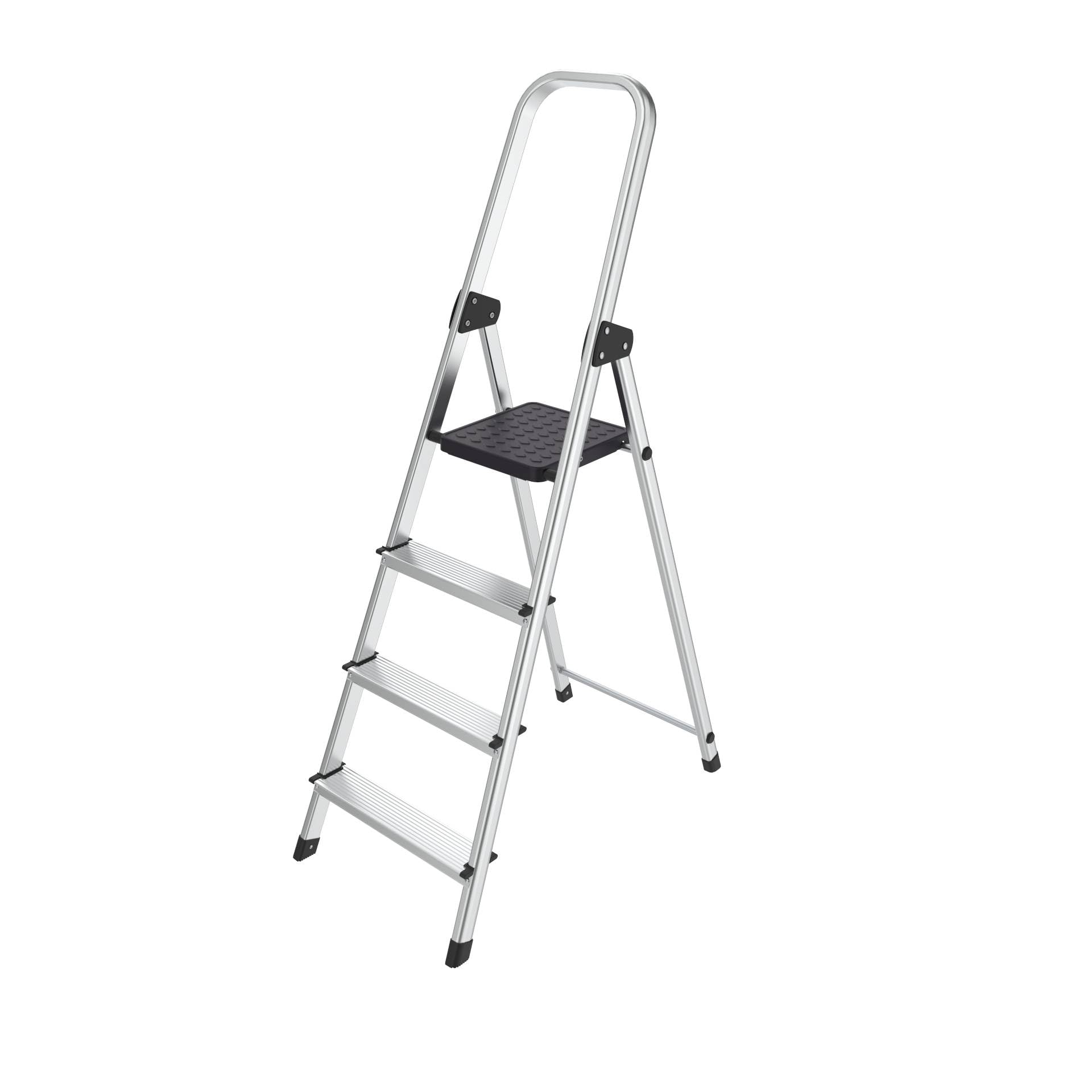 Hyfive Aluminium Step Ladder 4 Step - Non Slip Treads - Ladder Made From Lightweight Aluminium Certified to EN 131