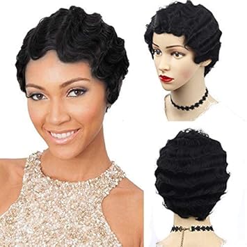 Gzamber Short Finger Wave Curly Wigs Wig Real Amazon Com