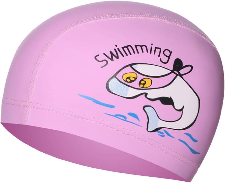 WITERY Kids Swimming Caps PU Waterproof Silicone Elastic Swim Hat Hair Care Water Sports Swimming Pool Ear Caver for Boys Girls Children