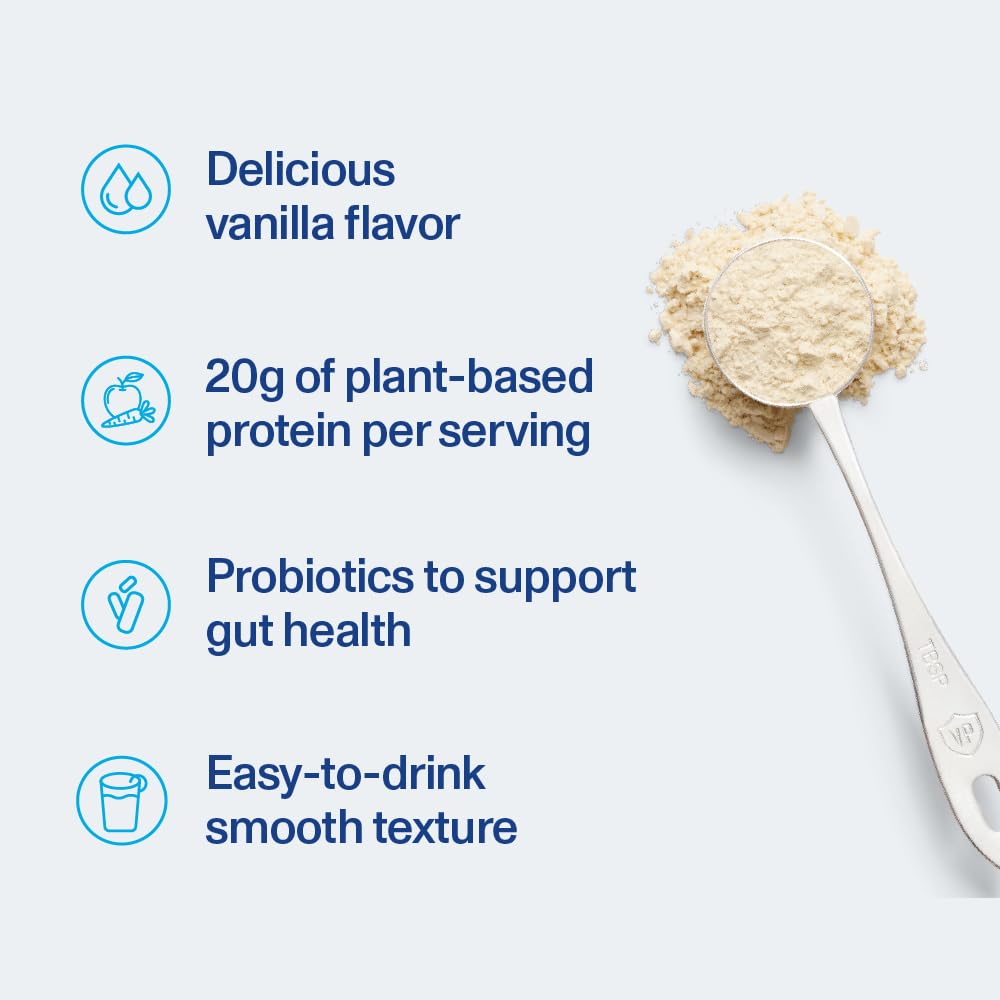 Vital Proteins Protein Powder – 20g Plant Based Protein with Chickpea – 1B CFU Probiotic for Gut Health, No Added Sugar – Vanilla, 15 oz