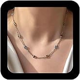IRCOMULTI Boho Rainbow Cz Necklace Choker Gold Colorful Crystal Station Necklace Cz Bezel Chain Necklaces Jewelry for Women