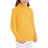 QBK Girls' Long Sleeve Fleece Turtleneck T-Shirt Kids Basic High Neck Casual Trendy Soft Base Layer Tee Tops(4t-12Years)