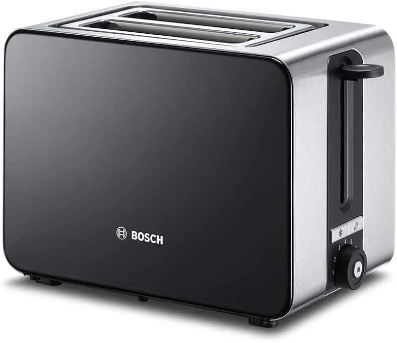Bosch - Tostador corto, 2 Ranuras, 1050 W, Acero inoxidable, TAT7203