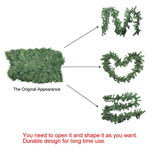 Uheng 9 Foot 10 Inch Christmas Decorations Christmas Garland Green Artificial Wreath Spruce Xmas Tree Fir Vine Thick Floral Xmas Hanging Ornaments for Mantel Stairs Wall Front Door Room