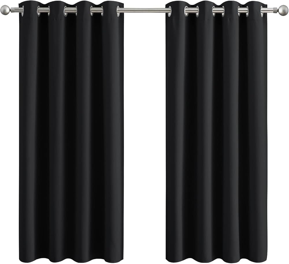Aspire Homeware Blackout Curtains 66x54 Black Eyelet Thermal Energy Saving