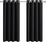 Aspire Homeware Blackout Curtains 66x54 Black Eyelet Thermal Energy Saving