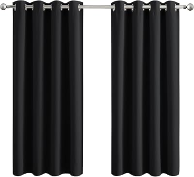 Aspire Homeware Blackout Curtains 66x54 Black Eyelet Thermal Energy Saving