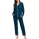 YOPUGEE Womens Modal Button Up Pajamas 2 Piece Long Sleeve Comfy Pjs Sleepwear Soft Pajama Lounge Set Loungewear S-3XL