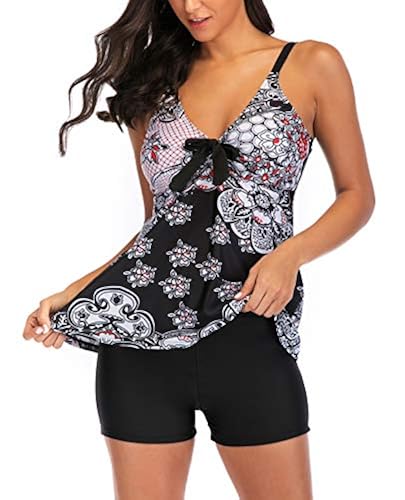 Blugibedramsh Tankini Swimsuits for Women Retro Piece Swimwear