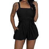 SxClub Rompers for Women Sexy Summer Short Pants Jumpsuits with Pockets Zipper