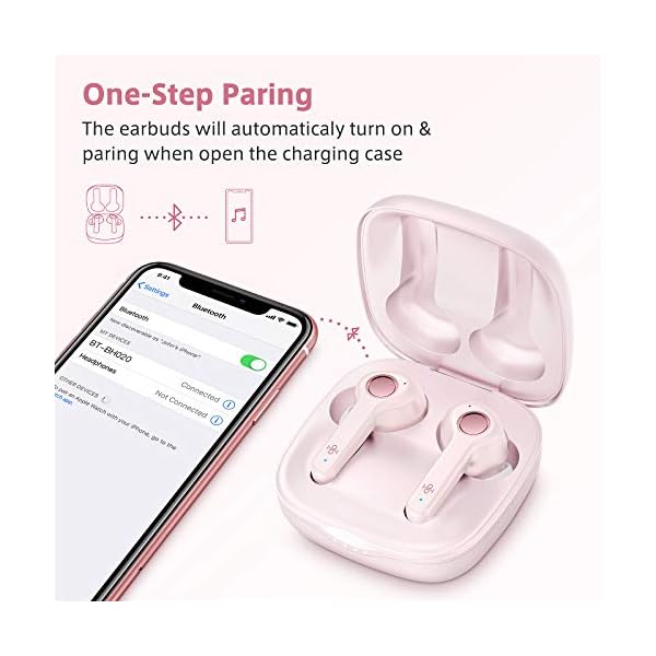 Wireless-Earbuds-Boltune-Bluetooth-V52-Earbuds-with-4-Microphones-in-Ear-Stereo-Crystal-Clear-Bluetooth-Headphones-USB-C-Quick-Charge-IPX8-Waterproof-40Hours-Playing-Time-SingleTwin-Mode-Pink Wireless Earbuds, Boltune Bluetooth V5.2 Earbuds with 4 Microphones in-Ear Stereo Crystal-Clear Bluetooth Headphones USB…