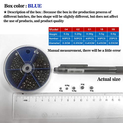 LSHEL Angelblei, Bleischrot 205 Stück mit Sortimentsdose, Schrotblei 5 GröÃen – Bild 8