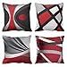 Emvency Set of 4 Throw Pillow Covers Modern Abstract Red Stripes Gray Black White Acrylic Bold Grey Decorative Pillow Cases Home Decor Square 20x20 Inches Pillowcases
