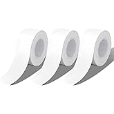3 Rolls White Label Tape, 15mm x 4m Waterproof Label Tape Refills, Office Labeling Tape Replacement Compatible with Makeid L1, E1, Q1, Self-Adhesive Household Storage Labels White Thermal Sticker