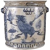 AMITVA Oriental Ceramic Jar Ginger Jars with Lids for Home D&eacute;cor Jingdezhen Hand Painted Lotus Blue White Porcelain Vase Ornament for Gift-A 23 * 22 cm