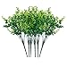 Artificial Shrubs, 6pcs Faux Plastic Eucalyptus Leaves Bushes Fake Simulation Greenery Plants Boxwood Indoor Outside Home Garden Office Verandah Wedding Decor