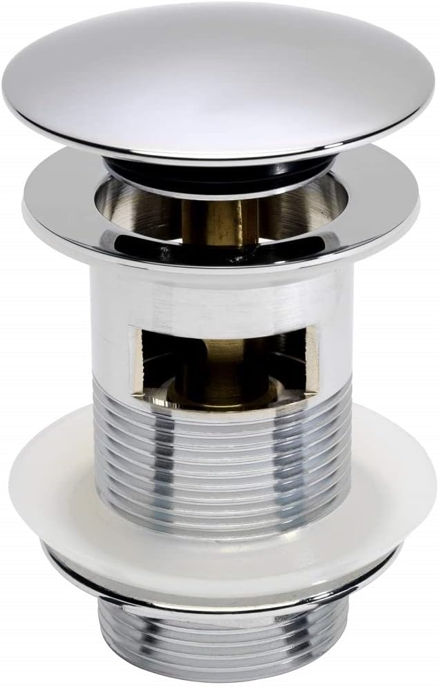 VeeBath Basin Sink Waste Modern Full Dome Pop Up Click Clack Chrome
