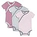 Skip Hop Baby-Girls Newborn Petite Triangles Side Snap Short Sleeve Bodysuit 3-Pack, Pink, New Born