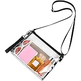 BEAMARKER Clear Crossbody Bag Stadium Approved Transparent PVC Small Clear Purse Waterproof See Through Handbag with Adjustable Strap for Women Stadium Events Traveling Sports Concerts