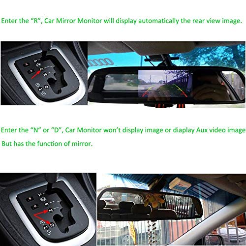 Podofo 4.3" Car TFT LCD Mirror Monitor Wireless Reverse Car Rear View Backup Camera Kit (Black)