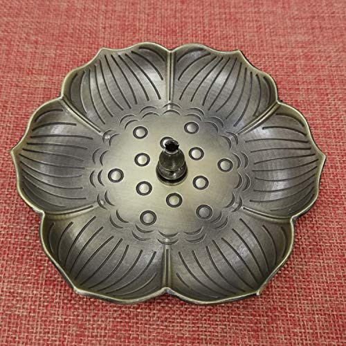 Wide Incense Holder Catch All The Ashes Brass Lotus Burner for Sticks Cone Coil Incent 5.1 Inches Diameter