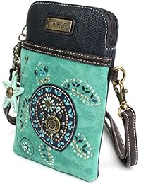 Chala Crossbody Cell Phone Purse-Women Canvas Multicolor Handbag with Adjustable Strap (Turquoise)