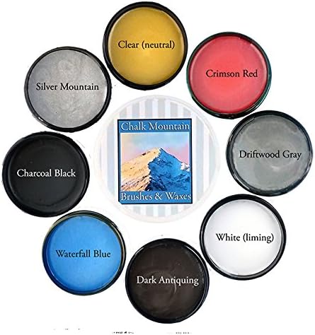 Chalk Mountain Brushes8 Pack Wax Kit 100% All Natural Furniture Finishing Waxes. Safe to use Indoors. Beautifys and Protects Painted and Unfinished Wood. Made in USA.