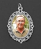 Elegant Edge Brides Wedding Bouquet Vintage Silver Oval Photo Charm with Bonus Photo Resizing Software