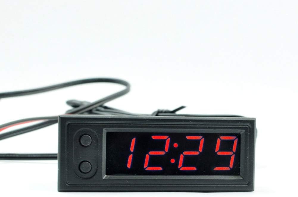 Voltmetro con termometro per auto, 2 in 1 Mini orologio elettronico per interni per auto con LED