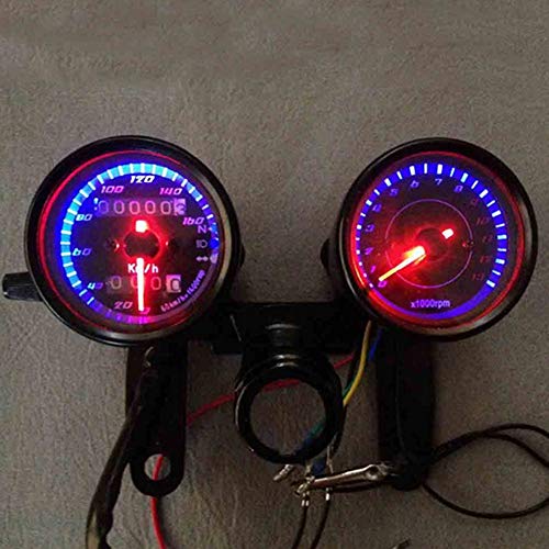 Lamijua Vintage Classic Black LED Motorcycle Meter GN CG refit Double Meter Odometer Tachometer Motorcycle Modified